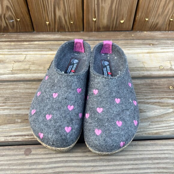 HAFLINGER Grizzly Cuoricino Clog Anthracite Small Hearts Size EU37 US6 Women's - Picture 2 of 7